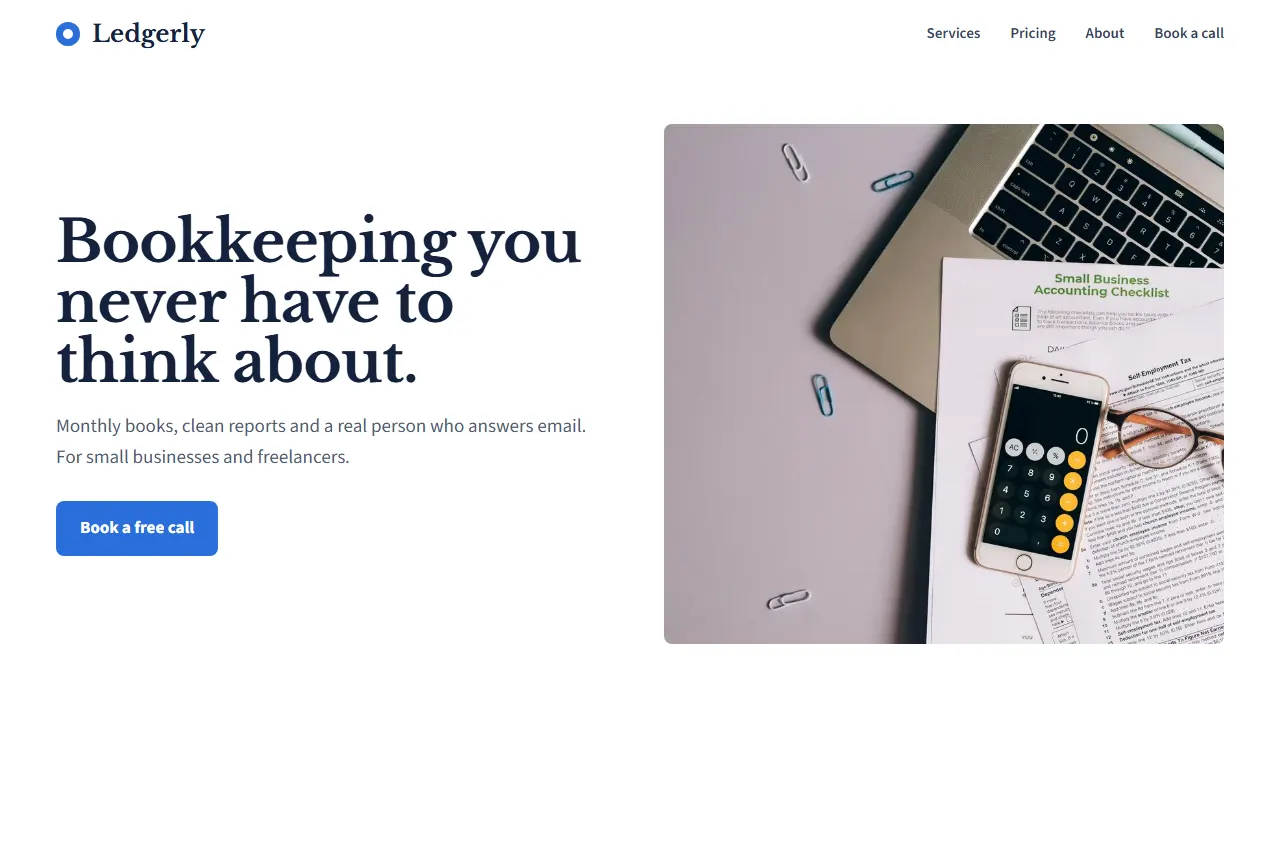 Sample bookkeeping website